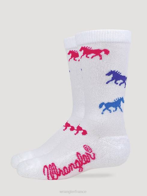 Wrangler filles chaussettes ultra-dri pour enfants Horses Crew PN28D1060 accessoires blanc (112351605)