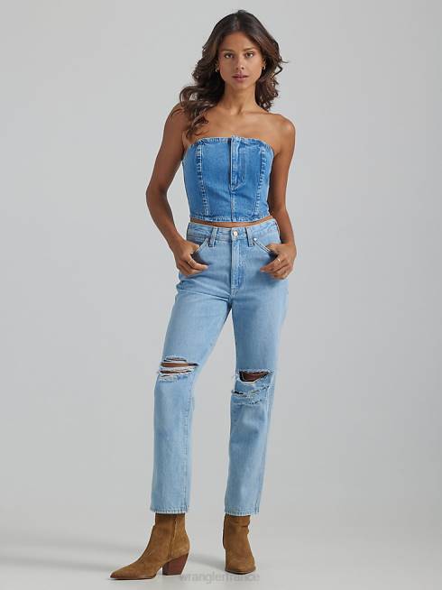 Wrangler femmes jean détruit Far West 603 PN28D777 vêtements mauvaises intentions (112334578)