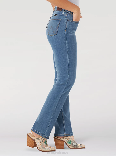 Wrangler femmes jean véritable taille haute à jambe droite PN28D776 vêtements rocheux (mt1strk)