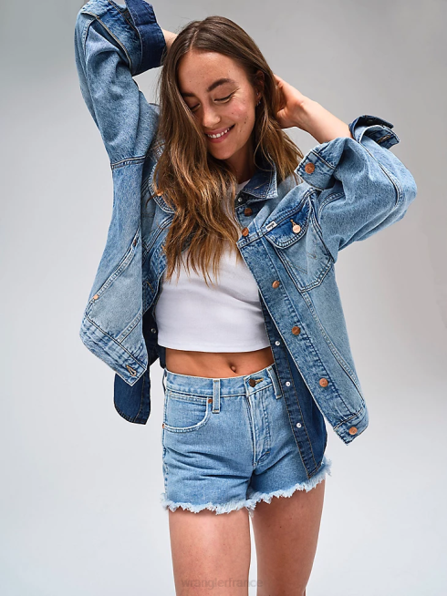Wrangler femmes court retravaillé PN28D822 vêtements pierre claire (wbrwsls)