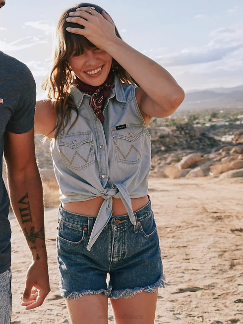 Wrangler femmes court retravaillé PN28D823 vêtements pierre sombre (wbrwsds)
