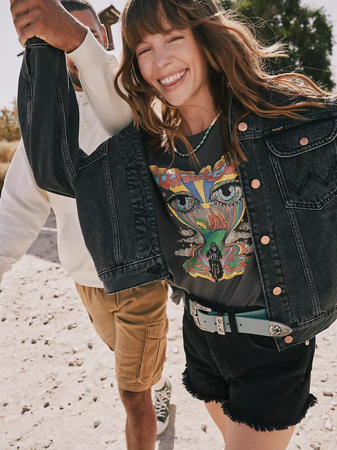 Wrangler femmes court retravaillé PN28D824 vêtements ombre noire (wbs05bk)