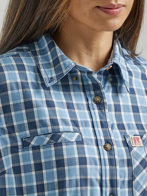 Wrangler femmes chemise boutonnée à manches courtes pour contremaître riggs workwear PN28D907 vêtements bleu profond (112325690)