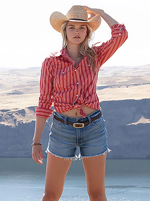Wrangler femmes chemise à pression western bandana rétro americana PN28D882 vêtements rouge (112327234)