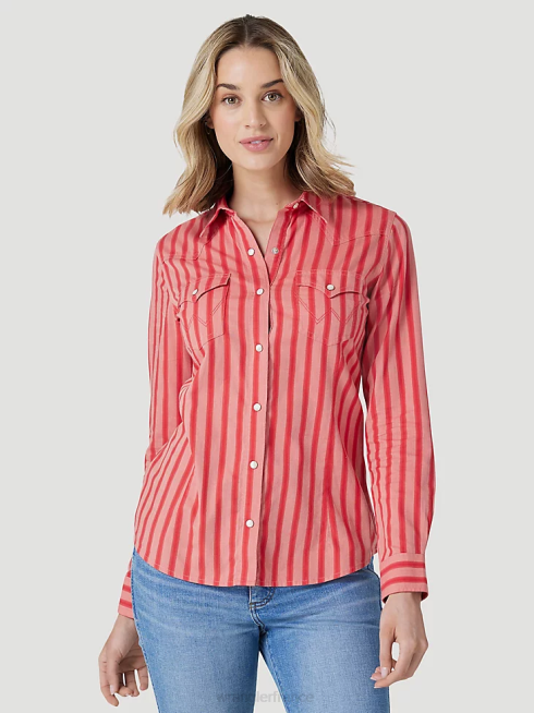 Wrangler femmes chemise à pression western bandana rétro americana PN28D882 vêtements rouge (112327234)