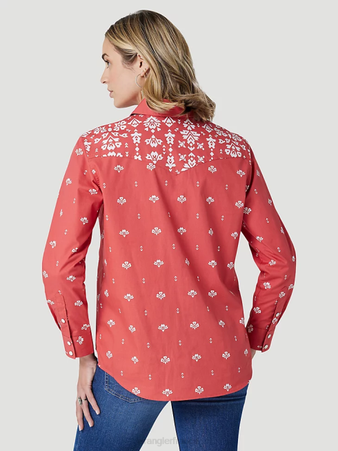 Wrangler femmes chemise à pression western bandana rétro americana PN28D882 vêtements rouge (112327234)