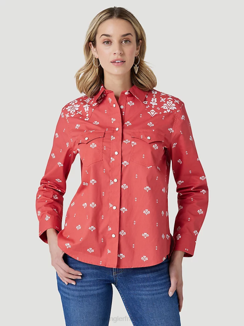 Wrangler femmes chemise à pression western bandana rétro americana PN28D882 vêtements rouge (112327234)