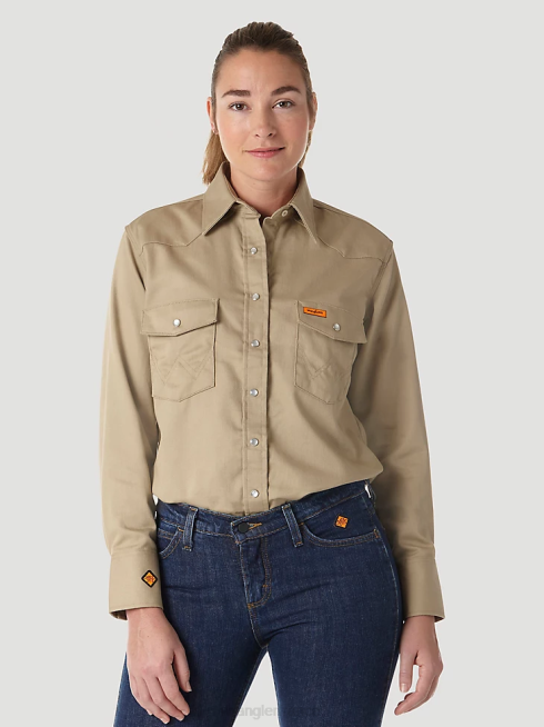 Wrangler femmes fr ignifuge à manches longues uni PN28D893 vêtements bronzage (frlw06t)