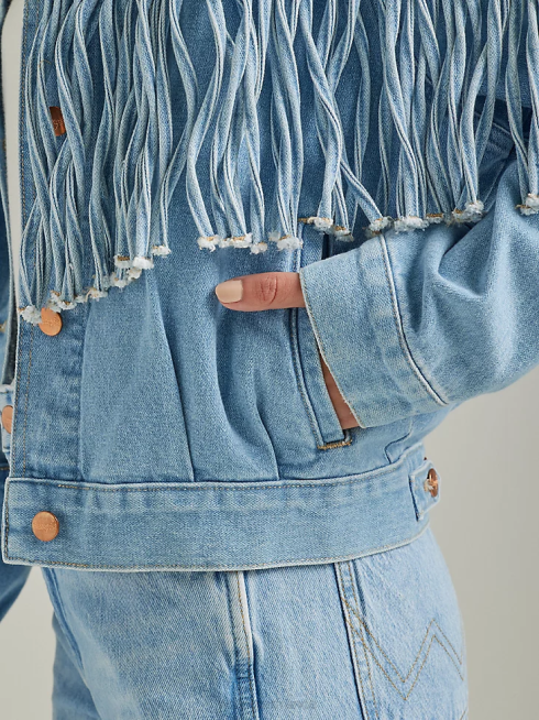 Wrangler femmes veste en jean petite amie PN28D854 vêtements bleu glacé (112333587)