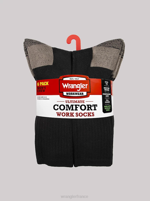 Wrangler Hommes chaussettes de travail pour équipe (paquet de 6) PN28D727 accessoires noir (112347657)