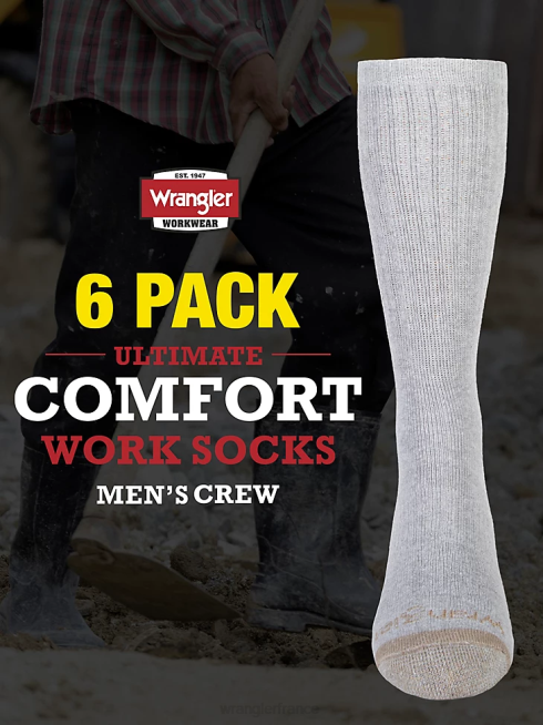 Wrangler Hommes chaussettes de travail pour équipe (paquet de 6) PN28D728 accessoires gris (112347656)