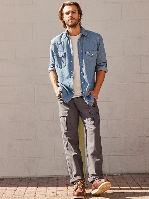 Wrangler Hommes pantalon cargo flexible coupe décontractée cinq étoiles haut de gamme PN28D222 vêtements anthricite (70abwah)