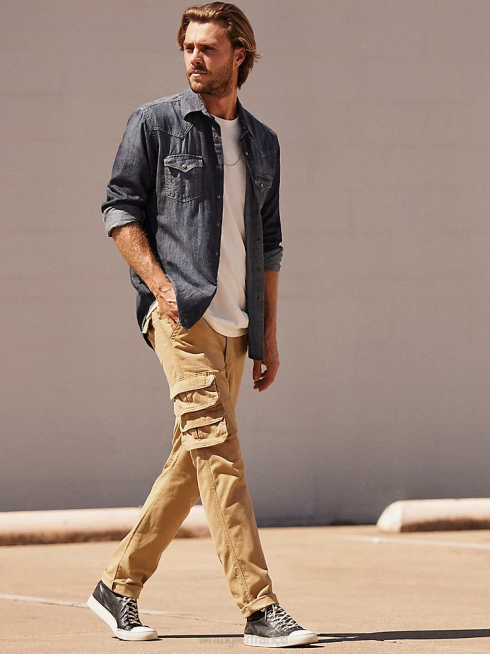 Wrangler Hommes pantalon cargo fuselé flexible PN28D226 vêtements récolte (70dywhv)