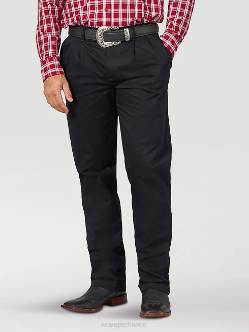 Wrangler Hommes pantalon décontracté plissé sur le devant PN28D261 vêtements noir (00097bk)