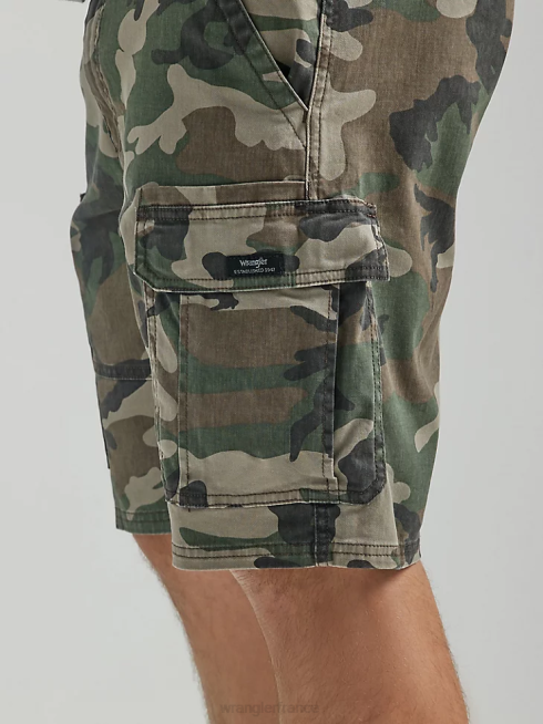 Wrangler Hommes short cargo cinq étoiles haut de gamme PN28D518 vêtements camouflage marron vert (112336219)
