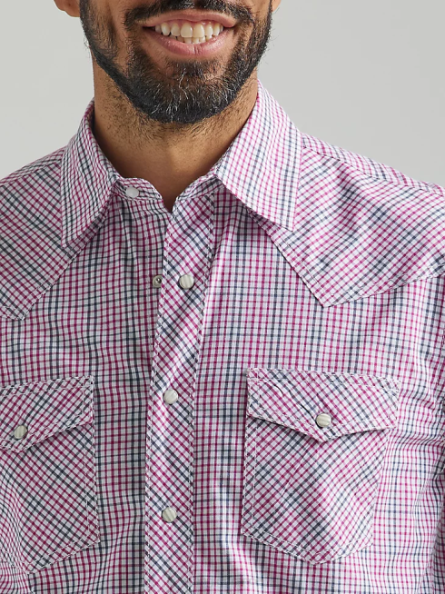 Wrangler Hommes Chemise à carreaux western à manches longues et deux poches, confort avancé, compétition 20x PN28D492 vêtements mini rose (112324834)