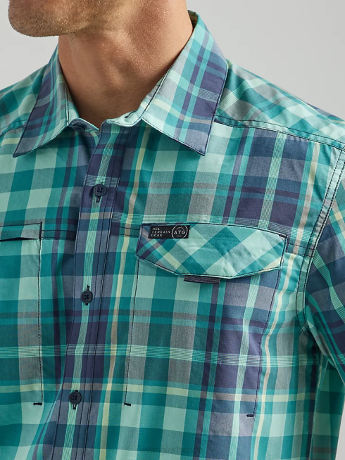 Wrangler Hommes atg chemise asymétrique à carreaux avec poche zippée PN28D322 vêtements plaid de marée (112333849)