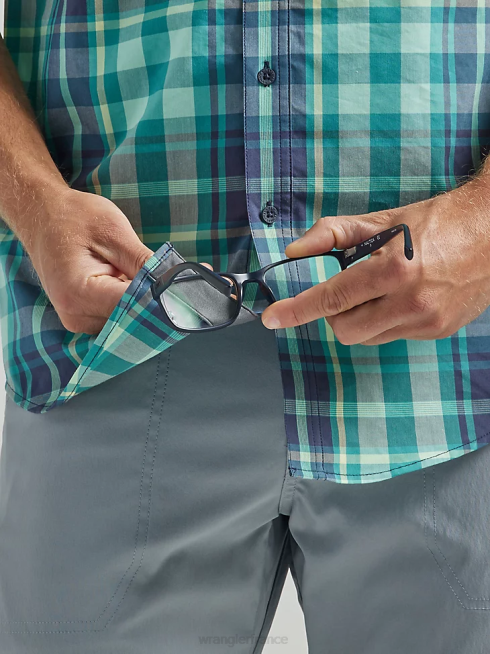 Wrangler Hommes atg chemise asymétrique à carreaux avec poche zippée PN28D322 vêtements plaid de marée (112333849)