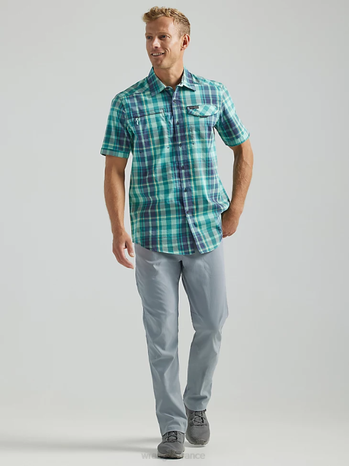 Wrangler Hommes atg chemise asymétrique à carreaux avec poche zippée PN28D322 vêtements plaid de marée (112333849)