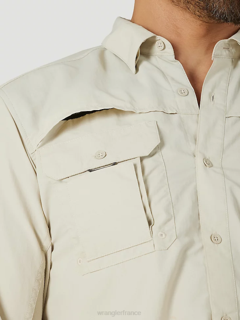 Wrangler Hommes atg pêcheur chemise à manches longues PN28D340 vêtements pélican (10nsb75pn)
