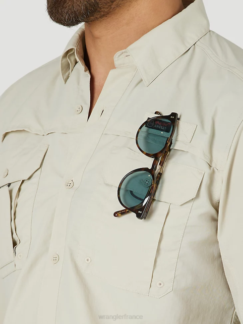 Wrangler Hommes atg pêcheur chemise à manches longues PN28D340 vêtements pélican (10nsb75pn)