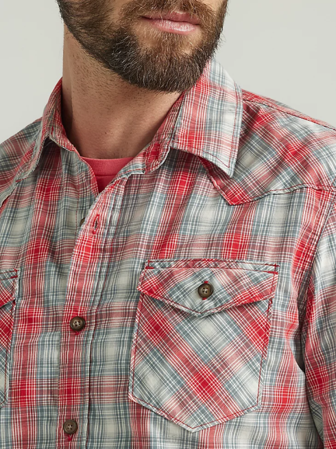 Wrangler Hommes chemise à carreaux style cowboy PN28D409 vêtements aura orange (112330917)