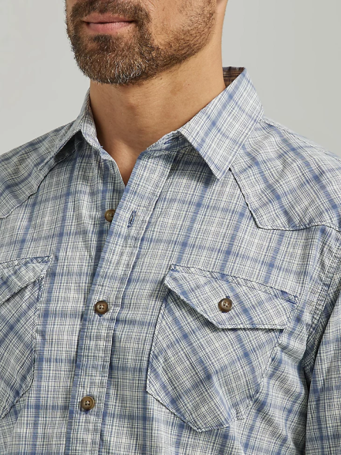 Wrangler Hommes chemise à carreaux style cowboy PN28D414 vêtements indigo vintage (112330911)