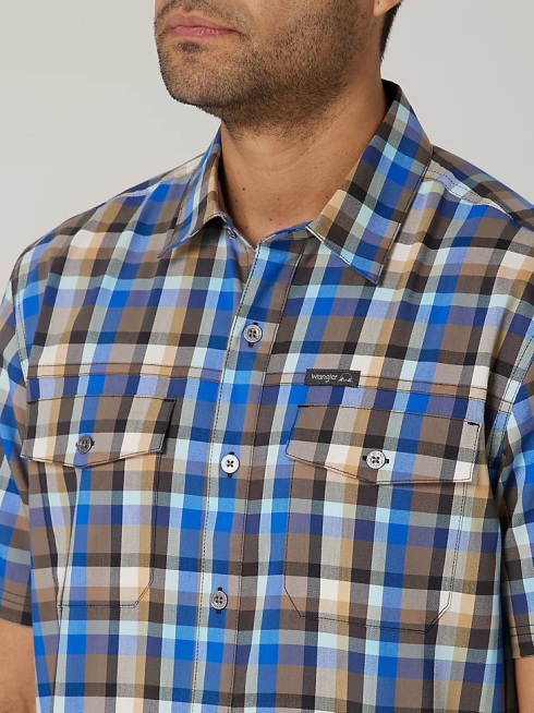 Wrangler Hommes chemise de camp à manches courtes à carreaux écologique PN28D400 vêtements bord de mer améthyste (112336151)