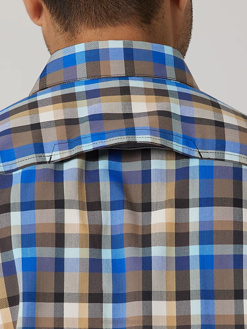 Wrangler Hommes chemise de camp à manches courtes à carreaux écologique PN28D400 vêtements bord de mer améthyste (112336151)