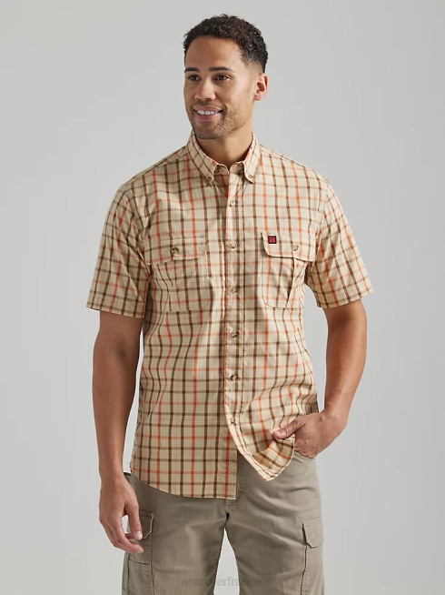 Wrangler Hommes chemise de travail à carreaux riggs workwear PN28D673 vêtements jaune kaki (112325418)