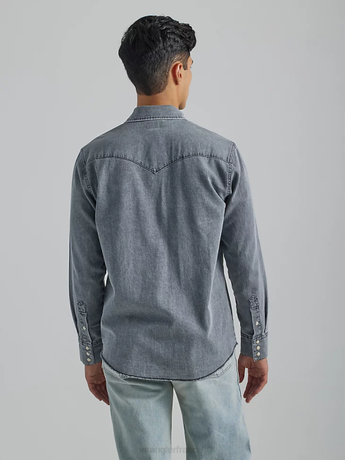 Wrangler Hommes chemise de travail du patrimoine PN28D474 vêtements noir lavé (112335452)