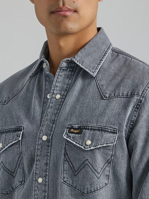 Wrangler Hommes chemise de travail du patrimoine PN28D474 vêtements noir lavé (112335452)
