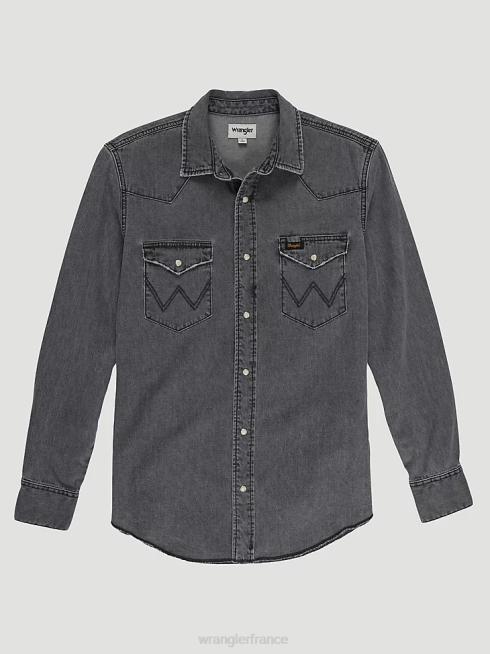 Wrangler Hommes chemise de travail du patrimoine PN28D474 vêtements noir lavé (112335452)