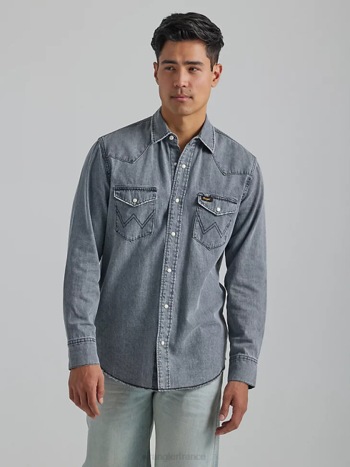Wrangler Hommes chemise de travail du patrimoine PN28D474 vêtements noir lavé (112335452)