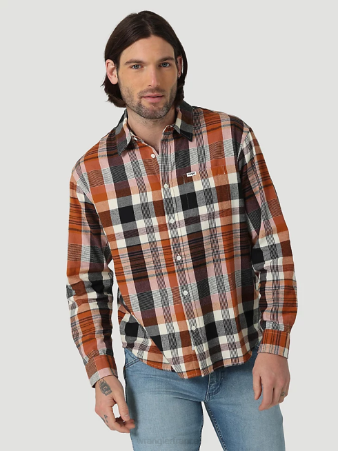 Wrangler Hommes chemise de travail western en denim à manches longues coupe cowboy PN28D406 vêtements jean foncé (ms1041d)