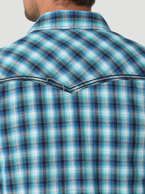 Wrangler Hommes chemise imprimée boutonnée à manches longues rétro premium PN28D426 vêtements toile bleu (112327790)