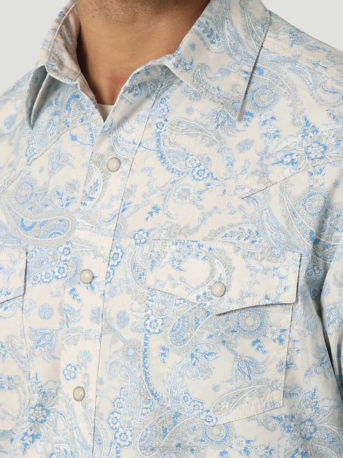 Wrangler Hommes chemise imprimée boutonnée à manches longues rétro premium PN28D426 vêtements toile bleu (112327790)