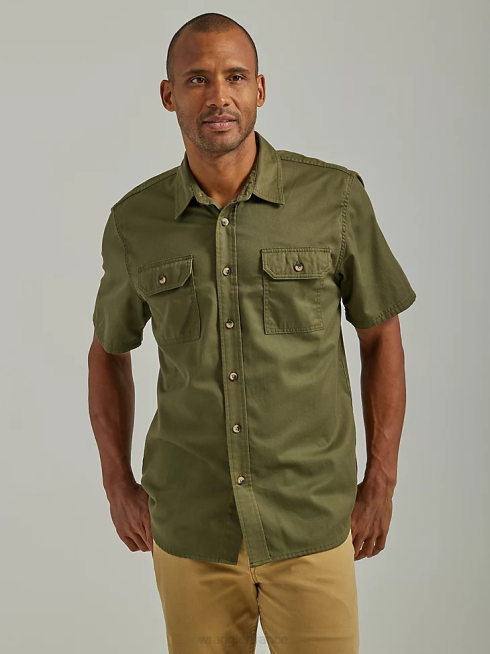 Wrangler Hommes chemise épique en sergé doux et flexible PN28D357 vêtements nuit des olives (112330684)