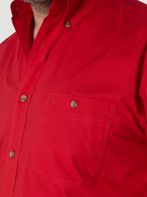 Wrangler Hommes chemise unie boutonnée du détroit de George et du patriote national PN28D373 vêtements rouge (mgs274r)