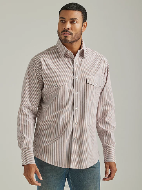 Wrangler Hommes chemise western snap - drap solide à manches longues PN28D449 vêtements blanc (71105wh)