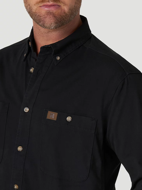 Wrangler Hommes riggs workwear chemise de travail boutonnée à manches longues en sergé uni PN28D353 vêtements noir (103w501bk)