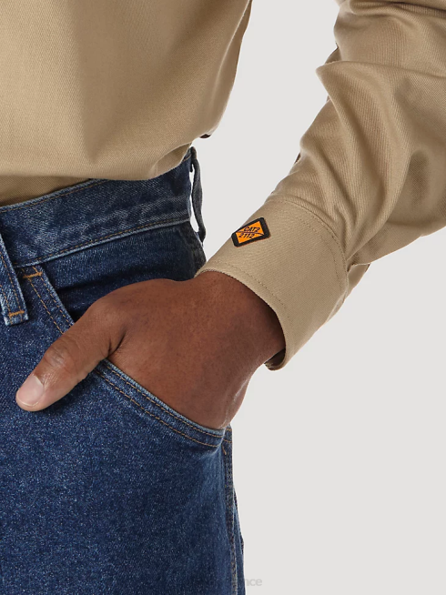 Wrangler Hommes riggs workwear fr chemise de travail ignifuge PN28D405 vêtements kaki (fr3w5kh)