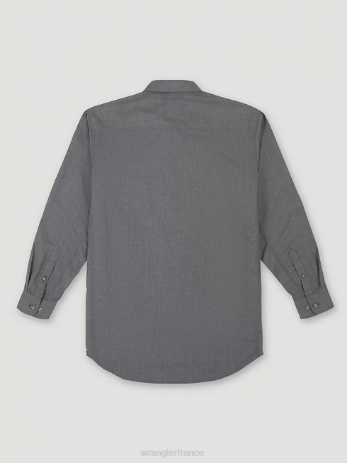 Wrangler Hommes riggs workwear fr chemise de travail solide en sergé ignifuge PN28D401 vêtements gris (fr3w01g)