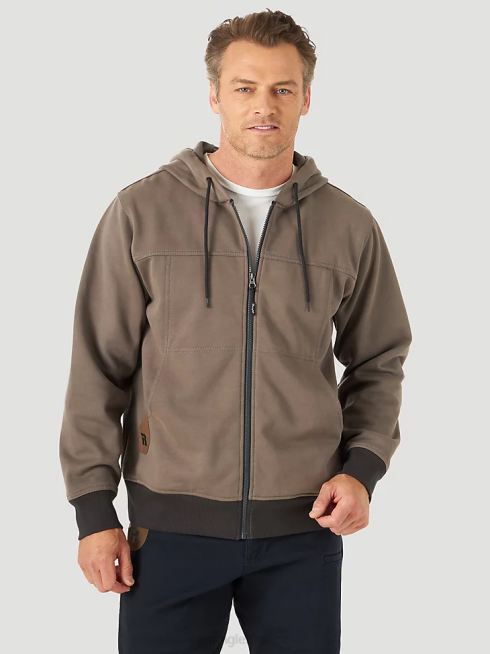 Wrangler Hommes riggs vêtements de travail couches résistantes sweat à capuche de travail entièrement zippé PN28D508 vêtements gris granit (3w196gy)