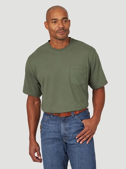 Wrangler Hommes riggs workwear t-shirt performance à manches courtes et 1 poche PN28D279 vêtements vert noisette (3w701hg)