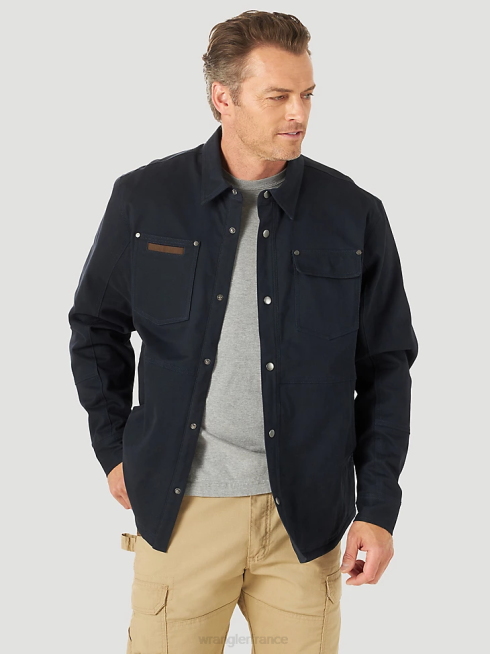 Wrangler Hommes riggs vêtements de travail couches résistantes veste de chemise de travail doublée en polaire PN28D472 vêtements bleu marine foncé (3w195nv)