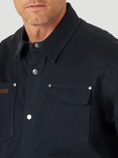 Wrangler Hommes riggs vêtements de travail couches résistantes veste de chemise de travail doublée en polaire PN28D472 vêtements bleu marine foncé (3w195nv)