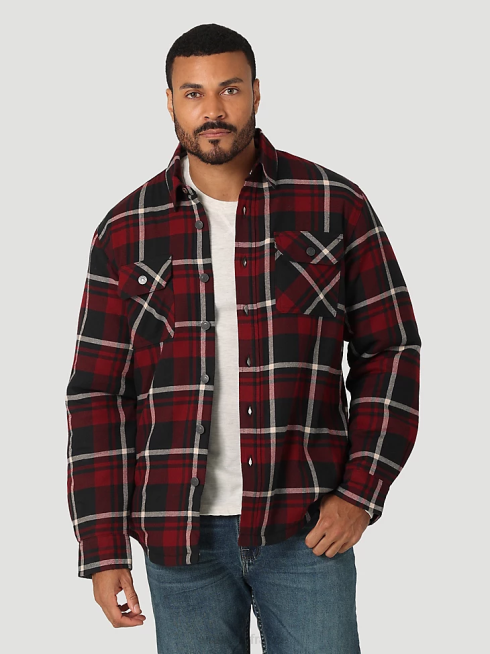 Wrangler Hommes veste-chemise épaisse doublée en sherpa à carreaux PN28D387 vêtements cabernet (112324455)