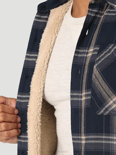 Wrangler Hommes veste-chemise épaisse doublée en sherpa à carreaux PN28D388 vêtements bleu ombré (112324450)